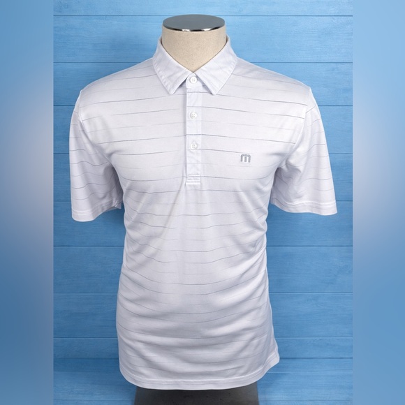 TravisMathew Pima Blend Striped Performance Polo Shirt - Men’s Large - Picture 2 of 14